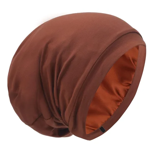 Vista 19 de Gorro de Dormir con Forro de Satén de Seda - Ajustable que se Mantiene Toda la Noche, Cobertura Envolvente para el Cabello, Gorro Holgado