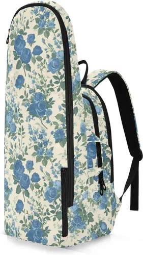 Vista 2 de Bolsa de pelota de raqueta de tenis, estilo vintage, diseño floral, rosas azules, bolsas de gimnasio, mochila de viaje para adolescentes, niños