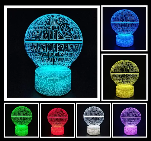 Vista 2 de Lámpara de noche con ilusión óptica 3D, lámpara de escritorio LED creativa con control táctil y control remoto, 16 colores atenuables, cambio USB