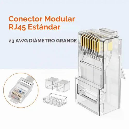 Vista 5 de CableCreation Conectores RJ45, paquete de 100 conectores de enchufe modular