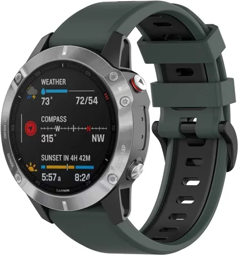 Vista 2 de Compatible con Garmin Fenix 6 Sapphire Watch Bands, Forerunner 945 Bands, 0.866 in Quickfit Silicona Correa de repuesto para Garmin Instinct, Fenix