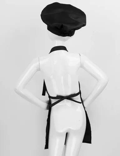 Vista 3 de ranrann Conjunto de delantal de chef para niños y niñas, delantales de cocina para cocinar, hornear, entrenamiento, disfraz