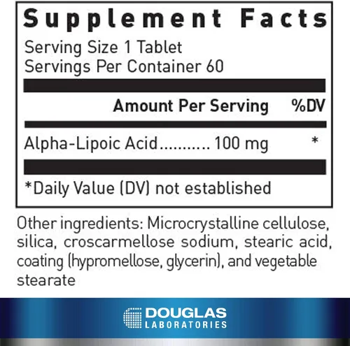 Vista 2 de Douglas Laboratories Ácido alfa-lipoico Apoya las funciones metabólicas y antioxidantes 60 tabletas