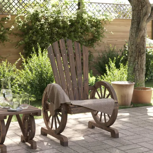 Vista 4 de Garden Adirondack Chair, Burnt Solid Fir Wood, Weather-Resistant Outdoor Patio Furniture, Ergonomic Design for Deck, Balcony, Lawn