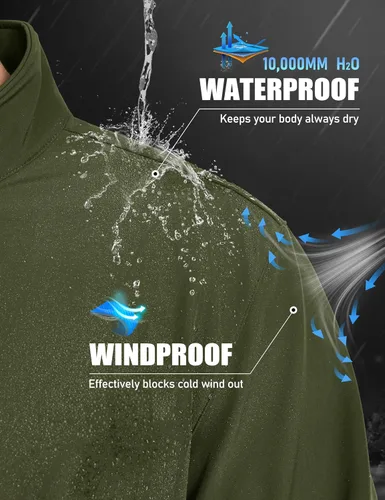 Vista 3 de MAGCOMSEN Chaqueta Softshell con forro polar para hombre, ligera, impermeable, cortavientos con cremallera, abrigo de lluvia para invierno