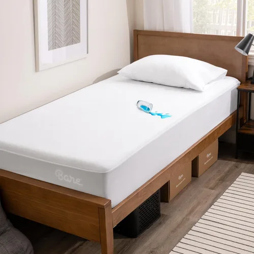 Vista 17 de Bare Home Protector de colchón tamaño Twin, 100% impermeable y transpirable, funda de colchón refrescante, protege contra derrames, sin vinilo, sin