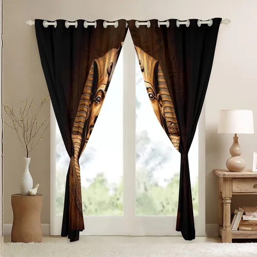 Vista 5 de Erosebridal Cortinas de ventana del faraón egipcio, tribu del antiguo Egipto exótico, pirámides egipcias, cortinas decorativas para dormitorio, sala