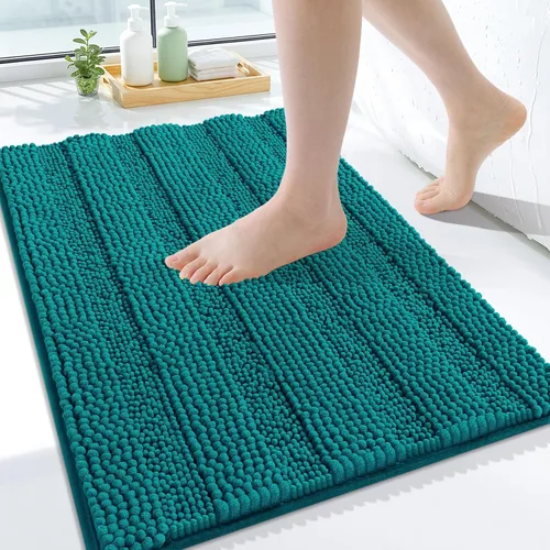 Vista 88 de Grandaily Alfombras de baño de felpilla a rayas de 24 x 16 pulgadas, extra gruesas y suaves, absorbentes, parte trasera de goma, alfombra de ducha