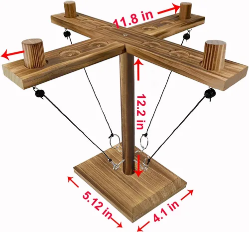 Vista 2 de Hook Toss Game, Ring Toss Game, Handmade Wooden Ladder, Throwing Hook and Ring Battle Game for Family