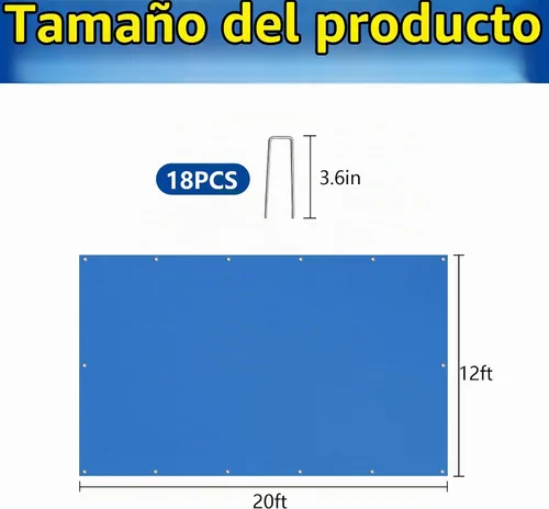 Vista 2 de codree Paños rectangulares de suelo de piscina de 20 x 12 pies, almohadilla de revestimiento de polietileno impermeable para piscina, resistente