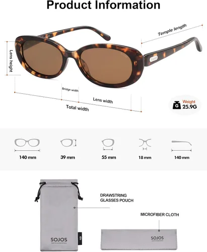 Vista 5 de SOJOS Gafas de sol polarizadas ovaladas retro para mujeres y hombres, estilo vintage de los años 90, inspirados en diseñadores, gafas de sol SJ2369