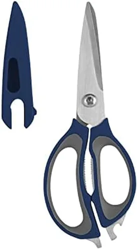 Vista 10 de Farberware Tijeras de cocina 4 en 1 con mango negro, tijeras de acero inoxidable de alto carbono con abridor de botellas, abridor de tarros