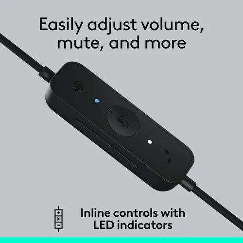 Vista 4 de Logitech H570e - Auriculares USB con micrófono para PC y Mac, auriculares con cable USB-A con sonido mono, micrófonos con cancelación de ruido