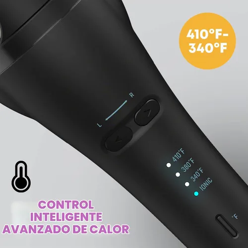 Vista 3 de Revamp Progloss Hollywood - Plancha rizadora automática de brillo avanzado con chorros iónicos dobles hidratantes, barril de cerámica infundido