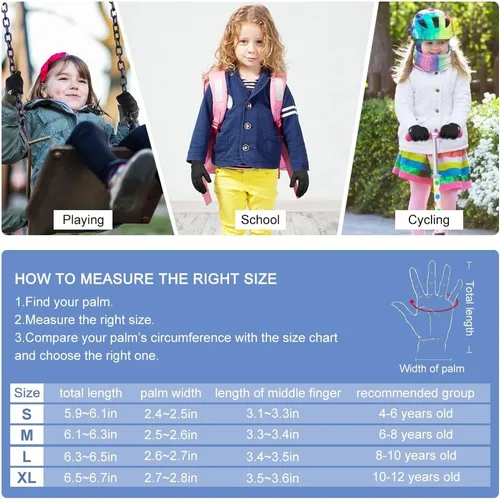 Vista 2 de Guantes de invierno para pantalla táctil para niños guantes deportivos impermeables para clima frío cálido para niños y niñas de 4 a 12 años