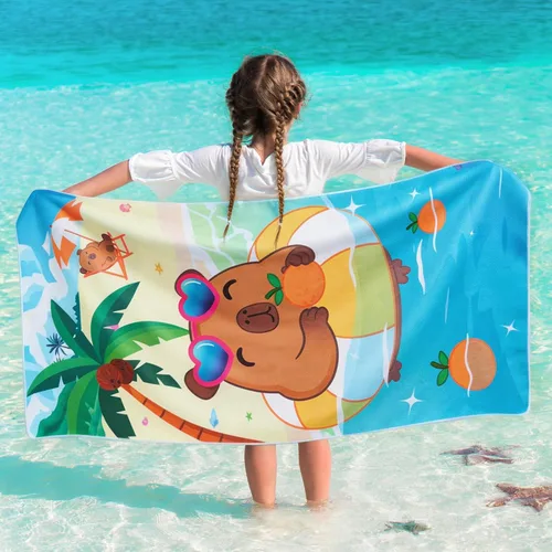 Vista 14 de WERNNSAI Toalla de playa para niños, 30 x 60 pulgadas, Axolotl de secado rápido, sin arena, toalla de playa para niñas, toalla de playa