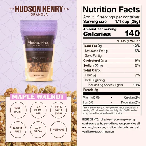 Vista 2 de Hudson Henry Baking Co., Granola de arce y nuez, 12 onzas