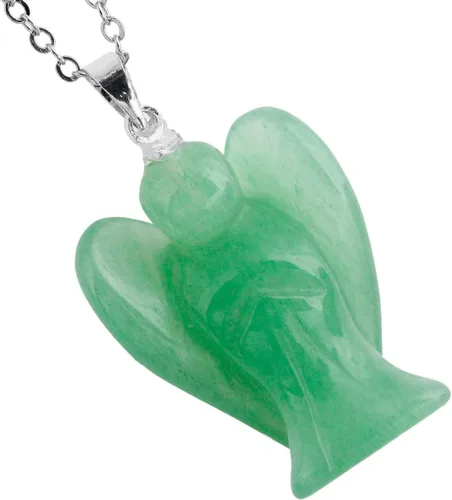Vista 2 de TUMBEELLUWA Colgante de cristal de piedra curativa tallada a mano con cadena de aleación de metal