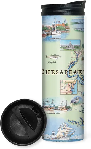 Vista 17 de Xplorer Maps 1000 Islands Map - Vaso de viaje de 16 onzas con tapa resistente a derrames, vaso de café aislado al vacío de acero inoxidable