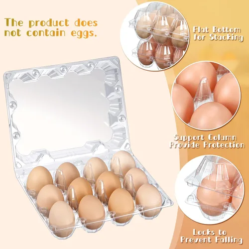 Vista 5 de Zubebe 200 Piezas Cartones de Huevos de Plástico Transparente - Bandeja Vacía a Granel para Pollos que Sostiene de Forma Segura para Granja Negocio