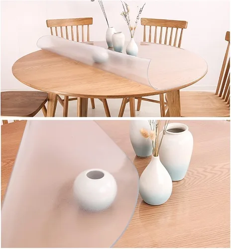 Vista 3 de CL-ZZZ Mantel de plástico transparente fuerte de 0.079 in, protector de mesa impermeable de PVC lavable para mesa de comedor, escritorio, varios