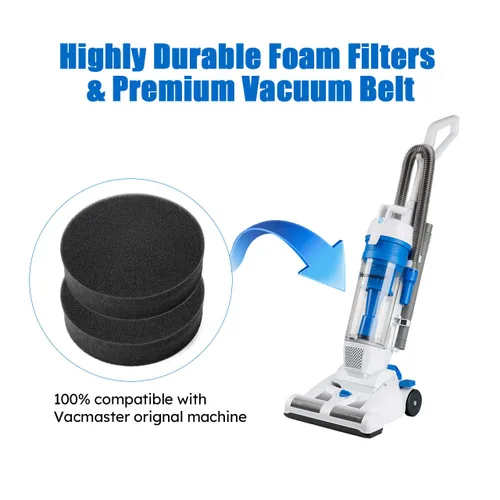 Vista 4 de Vacmaster 2 filtros de espuma de alta calidad y 1 correa de vacío de repuesto para aspiradora vertical compatible con Vacmaster modelo UC0101