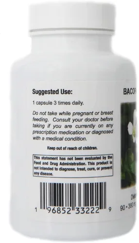 Vista 3 de Supreme Nutrition Products Bacopa, 90 cápsulas vegetarianas de hierbas de bacopa pura