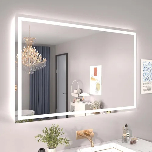 Vista 29 de Snowdool - Espejo de baño LED, de 24 x 36 pulgadas, con luz delantera y trasera, antiempañamiento, espejo de tocador de baño para pared, con función