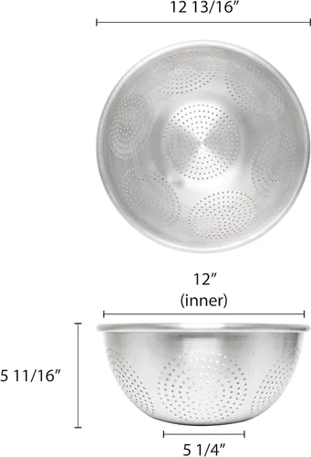 Vista 5 de TrueCraftware - Colador de aluminio resistente de 12 cuartos de galón - Lavar verduras y frutas drenar colador de pasta cocida para pasta