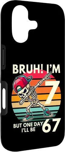 Vista 3 de Bruh I'm 7 But One-Day I'll Be 67 Retro 7th Birthday Kids Case for iPhone 17