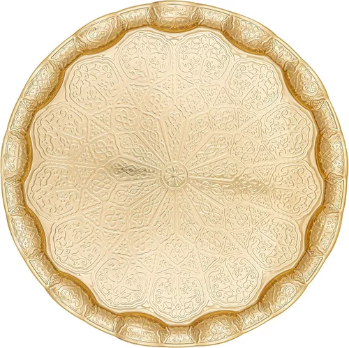 Vista 8 de Alisveristime Bandeja turca otomana para servir té y café, 13.60 pulgadas, metal con motivos tradicionales, disponible en cinco