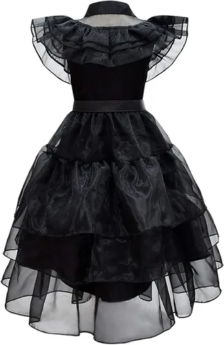 Vista 3 de Lgandpg Addams - Disfraz de Wednesday Addams para niñas, disfraz de Halloween