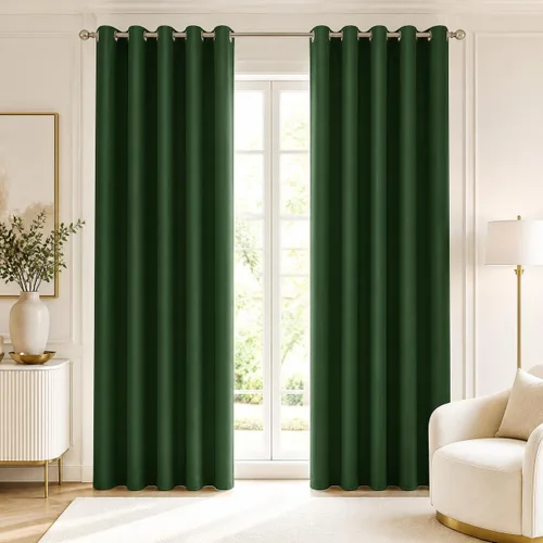 Vista 257 de Deconovo Cortinas opacas 100% con forro negro, cortinas con ojales aisladas térmicamente que reducen el ruido, doble capa para oscurecer