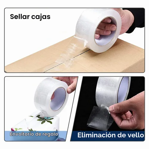 Vista 6 de Pacific Mailer - Cinta adhesiva de embalaje, 4,7 cm de ancho x 59 m por rollo, transparente, cinta de cartón de embalaje resistente de 2,7 mil
