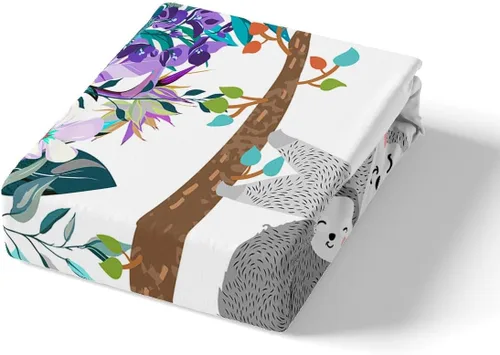 Vista 4 de Erosebridal Juego de ropa de cama de perezoso tamaño individual, adorable funda de edredón de perezoso en el árbol para niños y niñas, funda