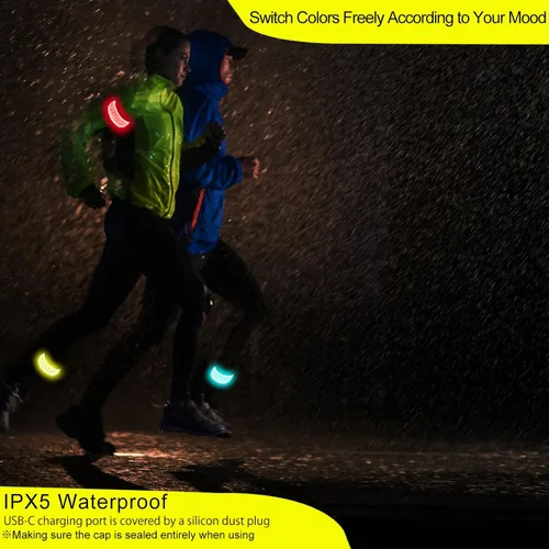 Vista 8 de RGB 7 Colors Switchable LED Armband, USB-C Rechargeable, 360° Reflective Running Light for Runners, High Visibility Reflective Running Gear for