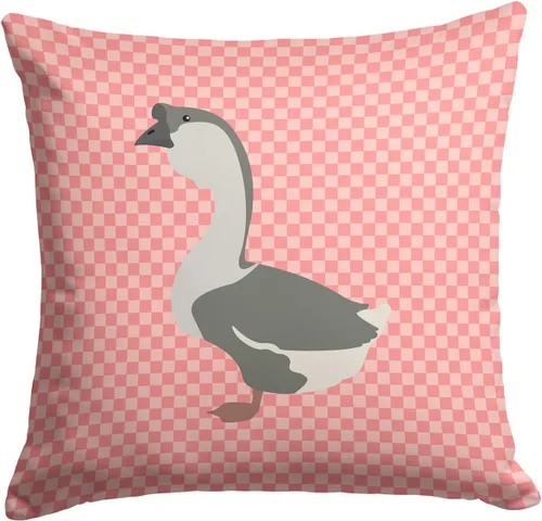 Vista 459 de Caroline's Treasures BB8163PW1414 Beltsville - Almohada decorativa de tela a cuadros pequeños, color blanco, pavo y gallina azul, lavable a máquina