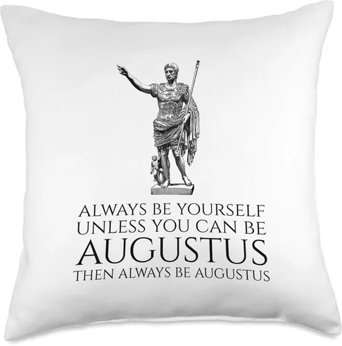 Vista 5 de Ancient Rome Emperor Augustus Gifts Ancient Rome-Always Be Yourself A less You Can Be Augustus Throw Pillow (16 x 16 pulgadas), multicolor