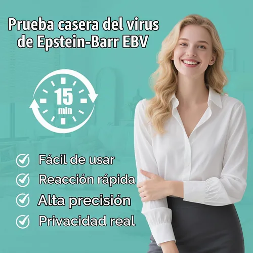 Vista 3 de Prueba de Epstein Barr (EBV) Pruebas en el hogar, altamente precisas, fáciles de leer y usar. Contra el virus Epstein-Barr VCA y EBNA, resultados