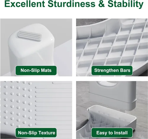 Vista 8 de Taburete de inodoro prémium para adultos, taburete antideslizante para baño, taburete portátil para adultos y niños, escalón de 7 pulgadas