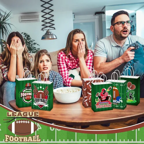 Vista 5 de Outus 24 bolsas de papel para fiesta de fútbol, regalo de fútbol, bolsas de papel con asas, pelota deportiva, bolsa de dulces para pelotas