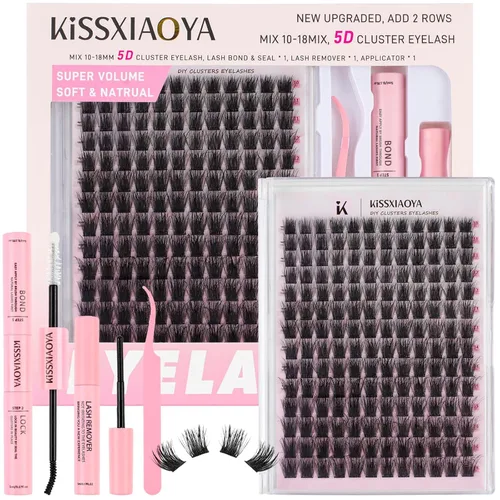 Vista 9 de KISSXIAOYA Extensiones de pestañas en racimo, 120 pestañas postizas individuales en racimo D, 0.354-0.591 in, pestañas postizas naturales y suaves