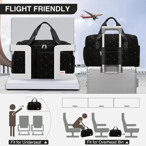 Vista 11 de Pequeña bolsa de gimnasio para mujer, bolsa de viaje con compartimento para zapatos