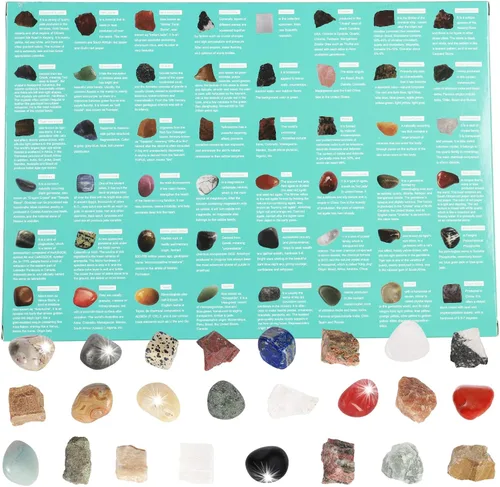 Vista 6 de Calendario de Adviento de 24 días, calendario de Adviento con piedras preciosas de cristal natural, minerales y fósiles, calendario de Adviento