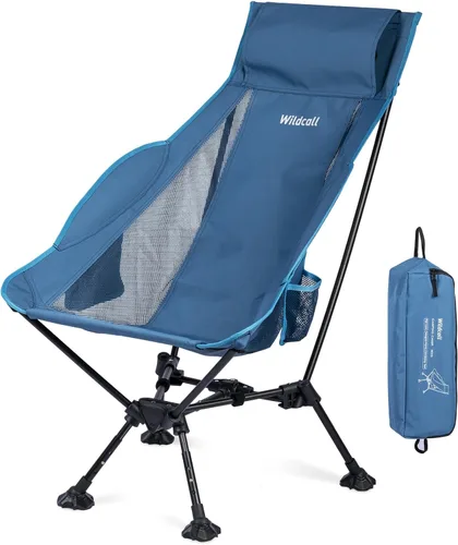 Vista 18 de WildCall Silla de camping plegable ligera, silla antihundimiento, respaldo
