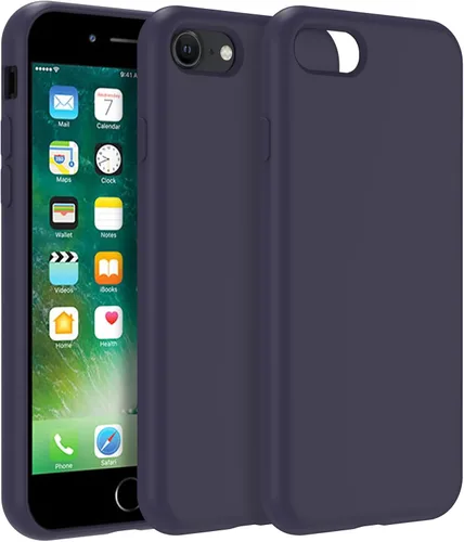 Vista 94 de Funda de silicona prémium para iPhone SE/8/7, con forro de microfibra suave antiarañazos, a prueba de golpes, color negro, iPhone SE/8/7