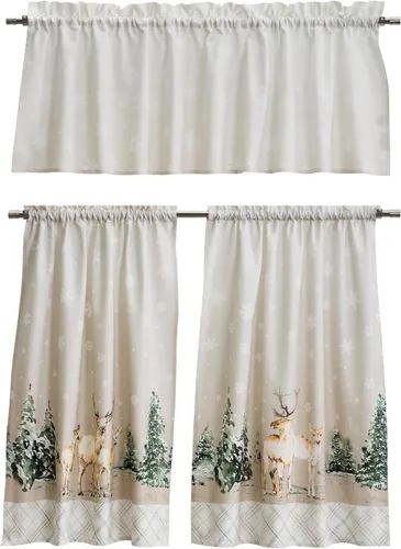 Vista 81 de Maison d' Hermine Juego de cortinas de cocina para ventanas, juego de cortinas de cocina 100% algodón, cenefas para el hogar [2 niveles