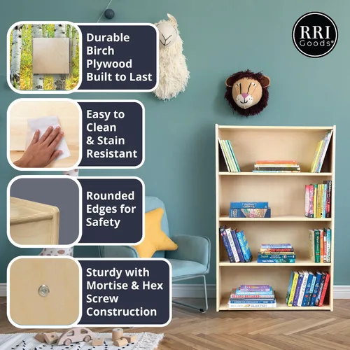 Vista 8 de Contender Estantes de guardería para niños, estantería con 2 estantes para almacenamiento, muebles de madera para niños pequeños, niños, Montessori