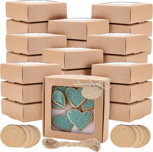 Vista 10 de 30PCS Cookie Boxes Black with Window - 4.13 x 4.13 x 1.18 Inch Durable Packaging for Baked Goods Small Bakery Containers for Pastries Gift Giving
