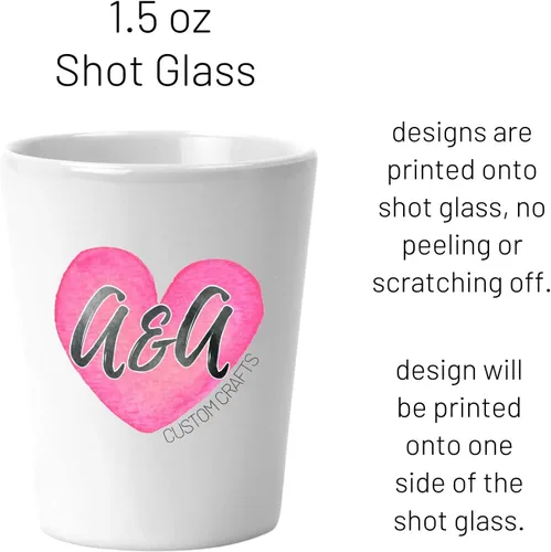 Vista 7 de Travieso Día de San Valentín divertido vaso de chupito de cerámica blanca de 1.5 oz